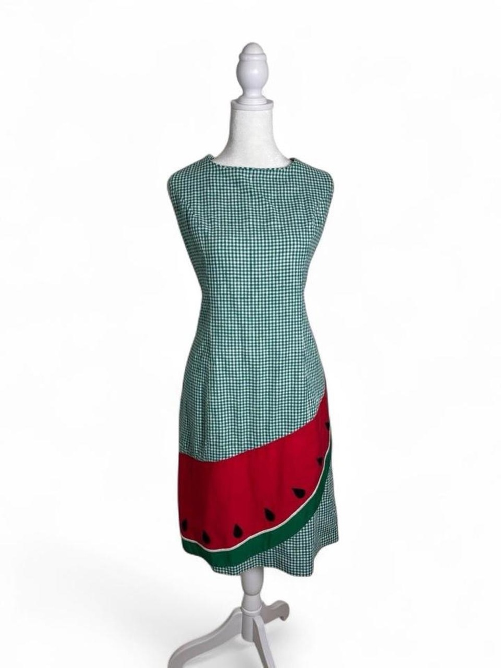 Vintage Sharon Young Watermelon Dress Gingham Plaid Shift Dress Size 12 Garden